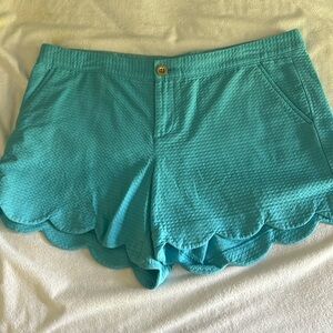 Lilly Pulitzer Teal Scalloped Hem Shorts